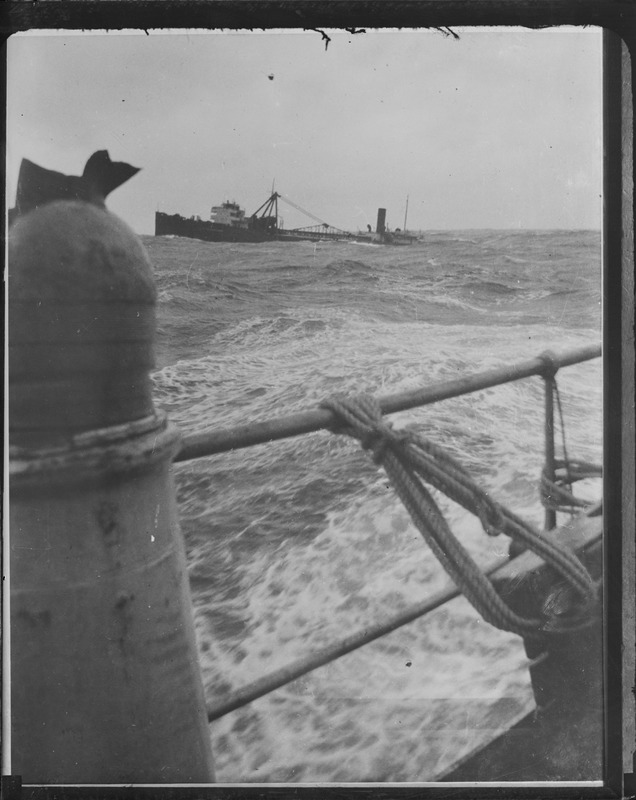 SS H.F. De Bardeleben - Collier sinking 500 miles off Mass. Coast. Taken from Coast Guard cutter Ossipee.