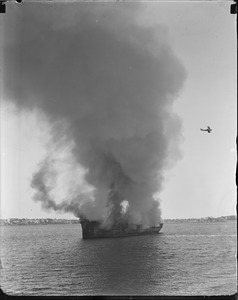SS Coyote burnt for junk at Apple Island, Boston Harbor