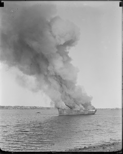 SS Coyote burnt for junk at Apple Island, Boston Harbor