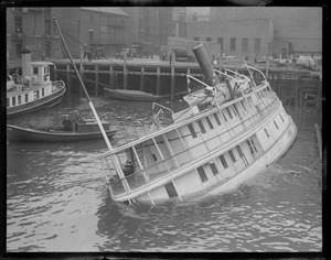 Steamer Catherine sinks at T-wharf