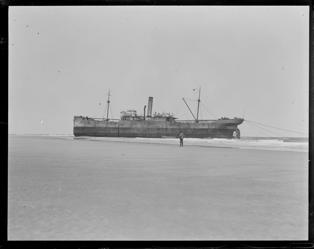 British steamer Competitor high and dry near Naucet, Chatham, Cape Cod
