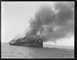 SS Coyote burned for scrap, Boston Harbor