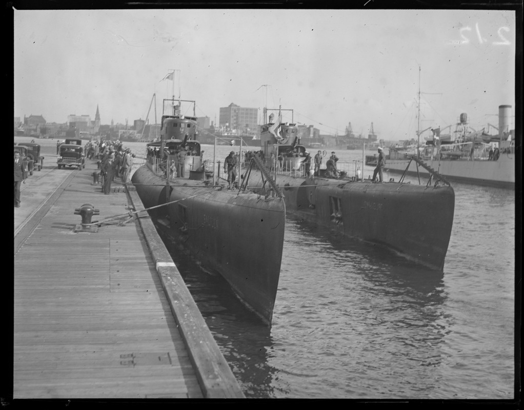 Italian subs Galilla (L) and O. Millelire (R) in Navy Yard