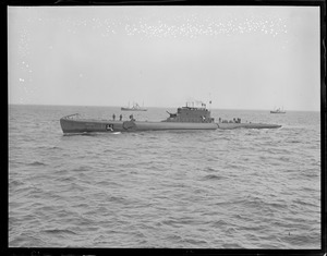 Italian sub Millelire sails toward Boston escorted by patrol boats Biglieri and Matteucci