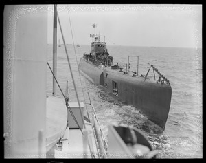 Italian submarine Balilla off Boston lightship on way to Charlestown Navy Yard
