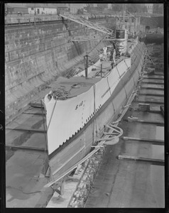 US Sub S-48 in dry dock at Navy Yard