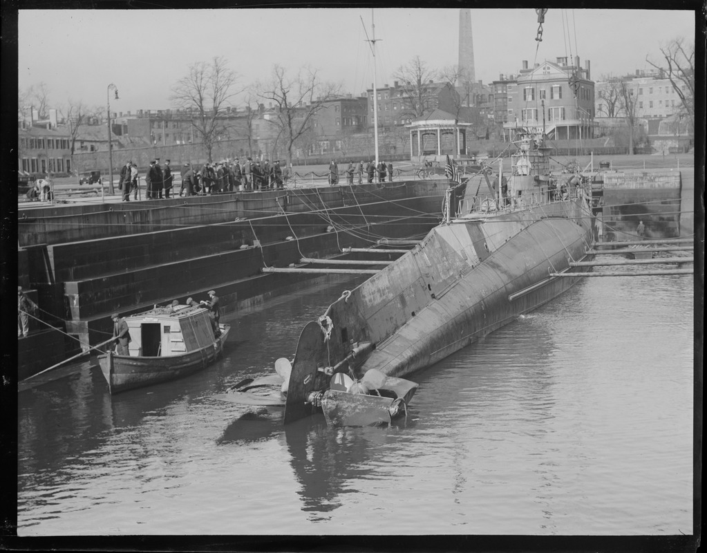 Submarines S-19 in dry dock at Navy Yard