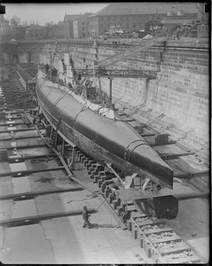 Sub S-4 all painted and patched at ready to be taken out of drydock