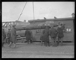 Inspecting torpedo that was removed from the S-4 at the Navy Yard