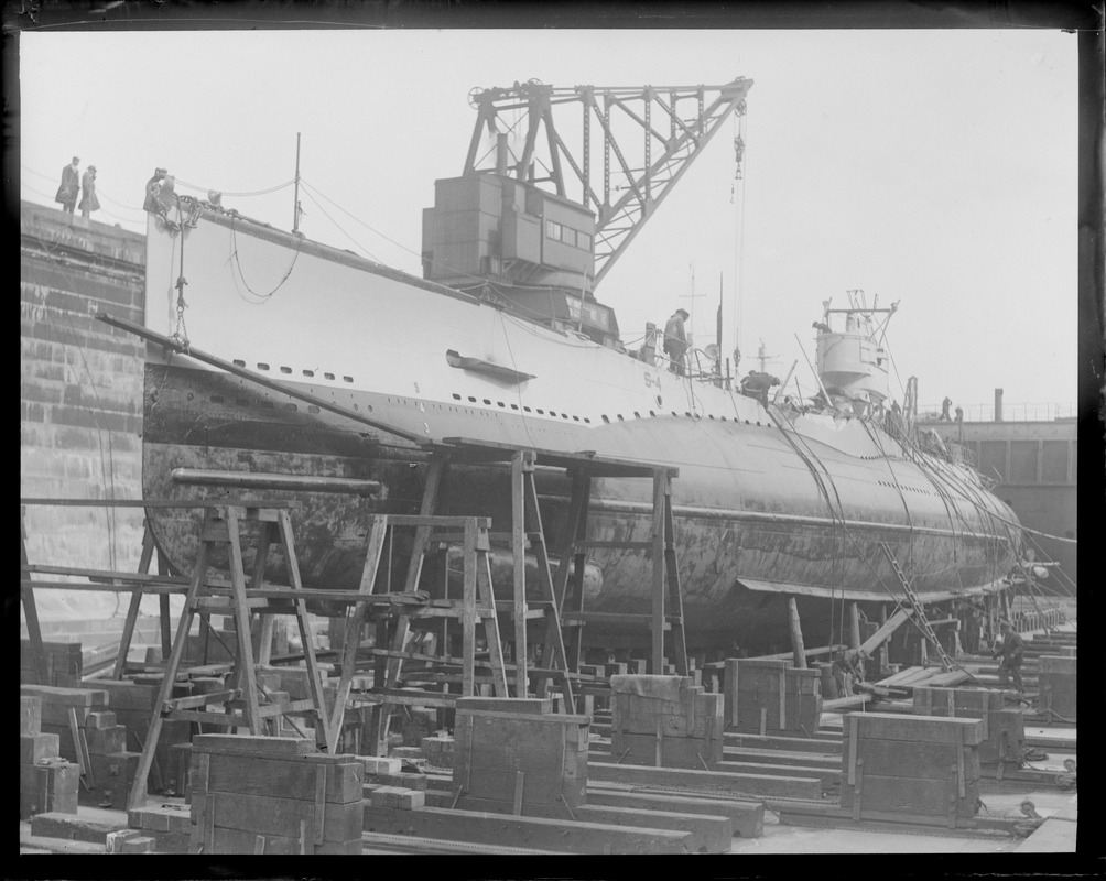 Sub S-4 in drydock. All painted up before she was removed.
