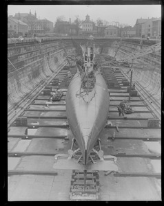 Ill-fated sub S-4 in drydock at Navy Yard