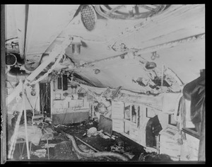 Sub S-4 battery room where several of the crew met instant death when salt water reached the batteries and made chlorine gas