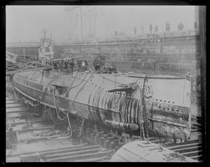 Submarine S-4 in Navy Yard drydock