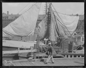 Drying sails at old T-wharf