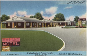 Valley Motel, U.S. Highway 11... 3 miles south of Penna. Turnpike, 1 mile south of... Carlisle, Pennsylvania