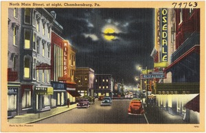 North Main Street, at night, Chambersburg, Pa.