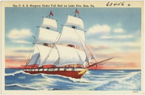 The U. S. S. Niagara under full sail on Lake Erie, Erie, Pa.