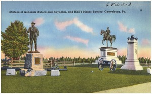 Statues of Generals Buford and Reynolds, and Hall's Maine Battery, Gettysburg, Pa.