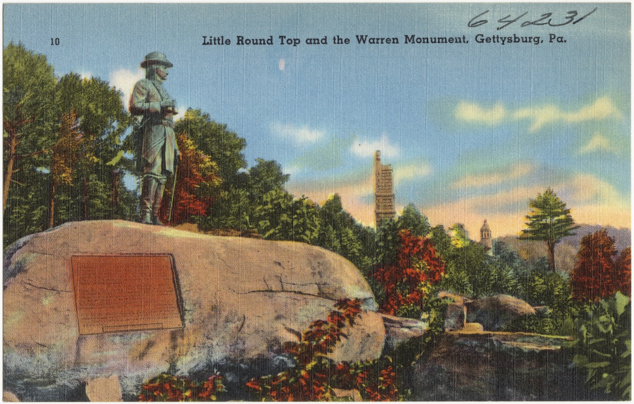 Little Round Top and the Warren Monument, Gettysburg, Pa.