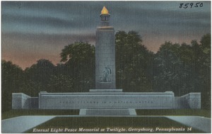 Eternal Light Peace Memorial at twilight, Gettysburg, Pennsylvania