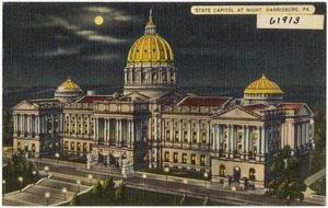Sate Capitol at night, Harrisburg, PA.