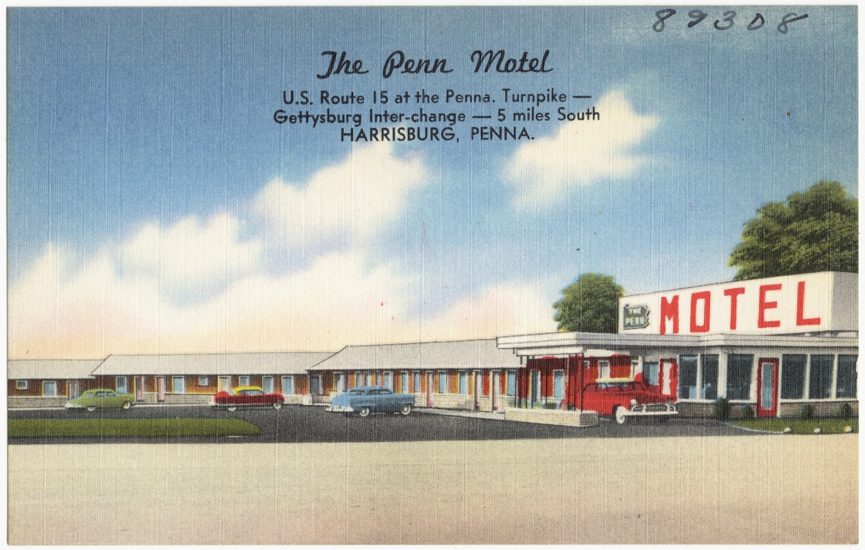 The Penn Motel, U.S. Route 15 at the Penna. Turnpike -- Gettysburg Inter-change  -- 5 miles south, Harrisburg, Penna. - Digital Commonwealth