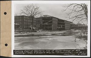 Looking east at westerly end of upper group of mill buildings, George H. Gilbert Manufacturing Co., Gilbertville, Hardwick, Mass., Jan. 22, 1940