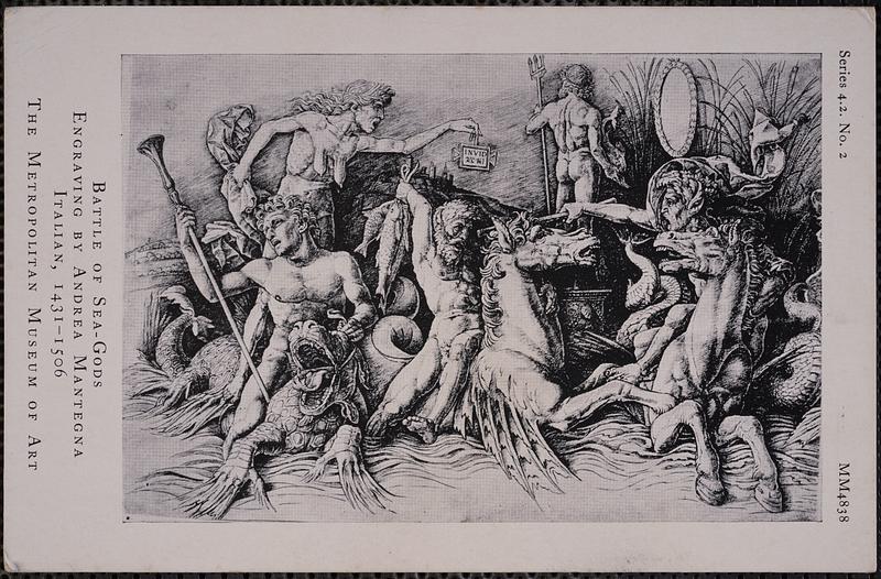 Battle of sea-gods, engraving by Andrea Mantegna, Italian, 1431-1506. The Metropolitan Museum of Art. MM4838