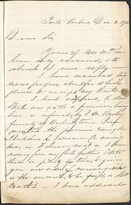 Letter from Thomas F. Cordis to John D. Long, December 3,1874