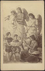 Angels singing and playing instruments