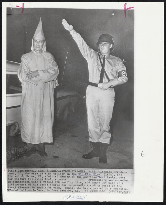 Self--Tyled Klansman, Nazi--Clarence Branden-burg, 48, who says he's an ...