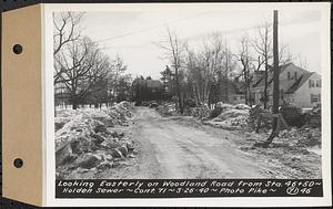 Contract No. 71, WPA Sewer Construction, Holden, looking easterly on Woodland Road from Sta. 46+50, Holden Sewer, Holden, Mass., Mar. 26, 1940