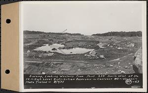 Contract No. 80, High Level Distribution Reservoir, Weston, swamp, looking westerly from a point 250 feet northwest of Sta. 14, high level distribution reservoir, Weston, Mass., Aug. 4, 1939