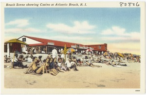 Beach scene showing casino at Atlantic Beach, R.I.