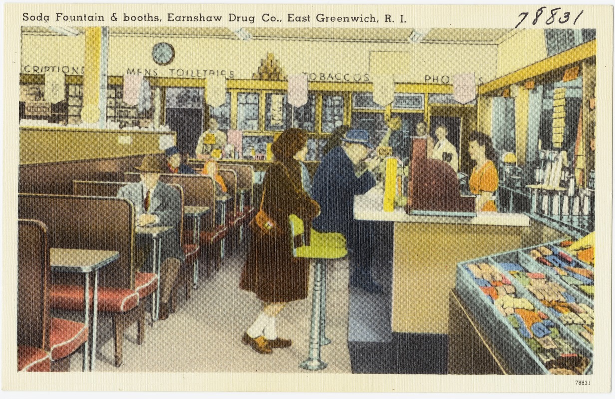 Soda fountain & booths, Earnshaw Drug Co., East Greenwich, R.I.