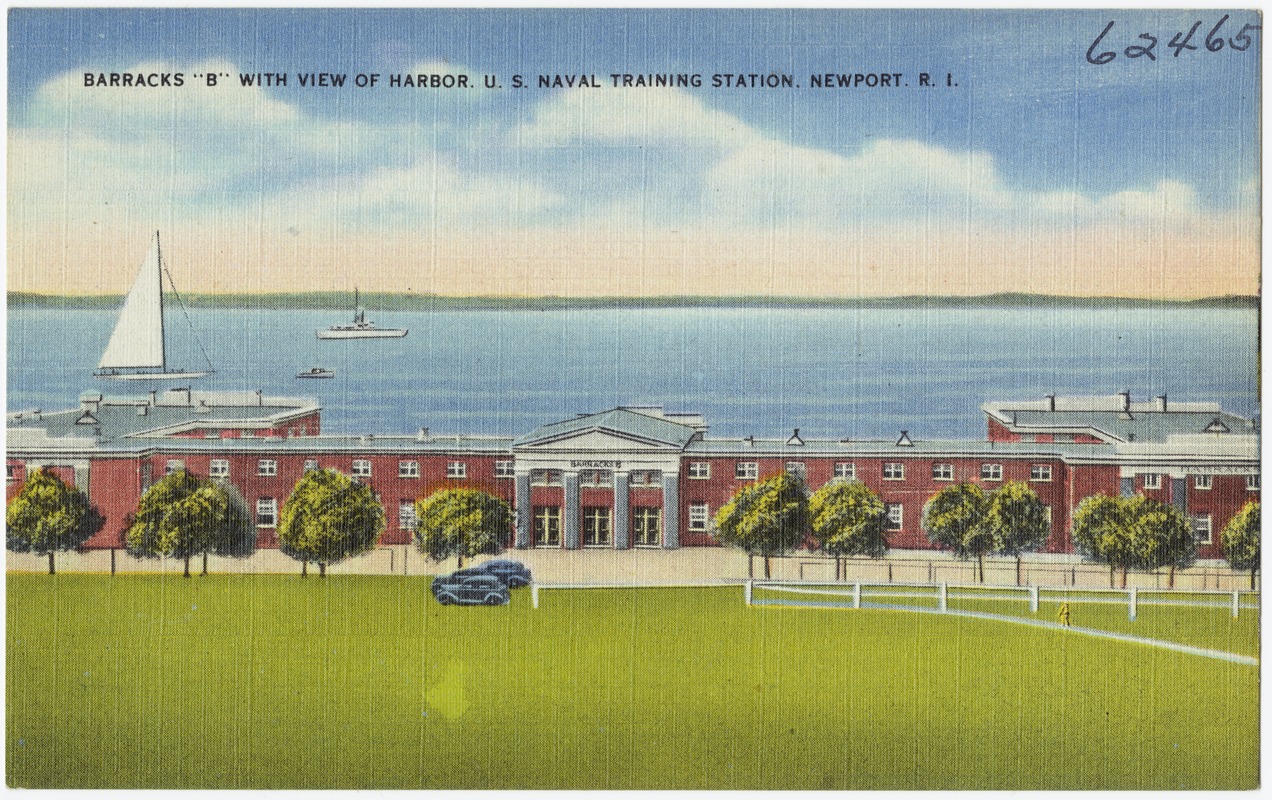 Barracks "B" with view of harbor, U. S. Naval Training Station, Newport, R.I.