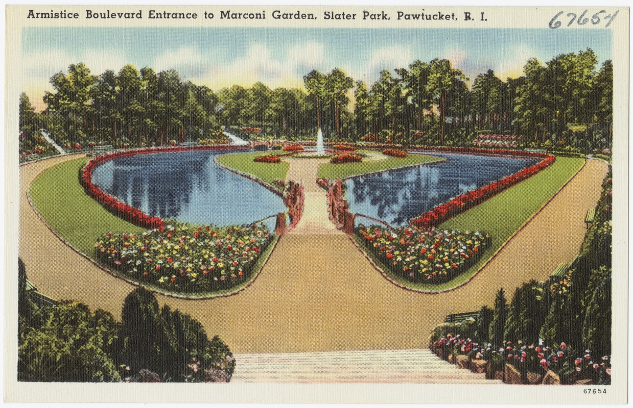 Armistice Boulevard entrance to Marconi Garden, Slater Park, Pawtucket, R.I.