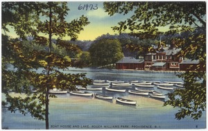 Boat house and lake, Roger Williams Park, Providence, R.I.