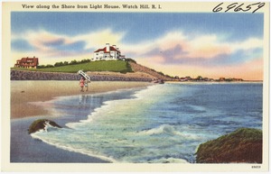 View along the shore from light house, Watch Hill, R.I.