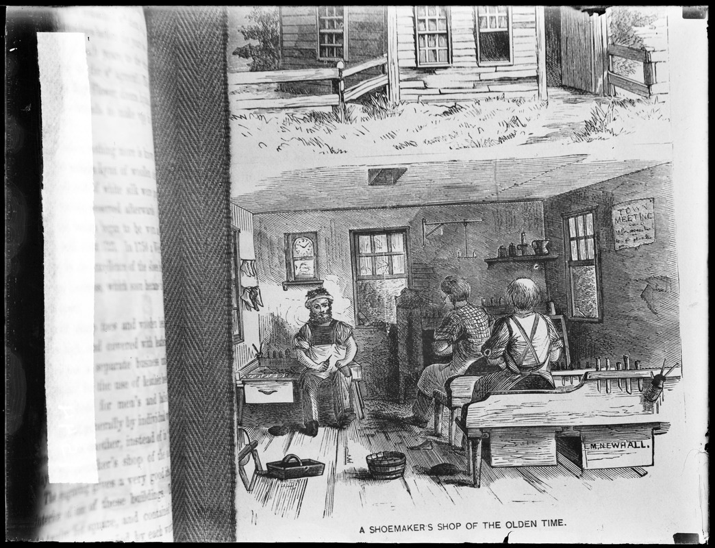 Bootmaker's shop of olden times, interior - Digital Commonwealth