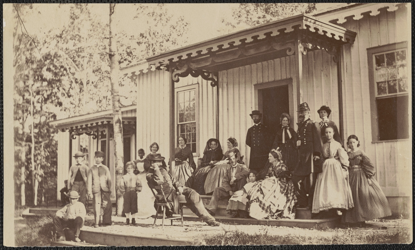 General S. O. Heintzelman and others at Convalescent Camp Alexandria Virginia, group of ladies and officers
