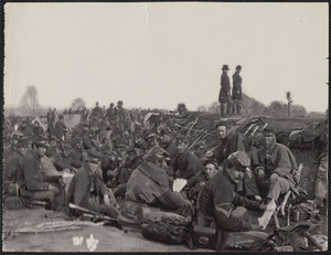 Troops behind earthworks in front of Petersburg