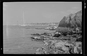 Rocky shore in Race Week, Marblehead