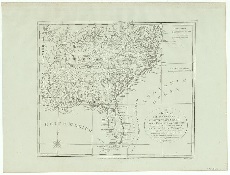 A map of the states of Virginia, North Carolina, South Carolina and Georgia