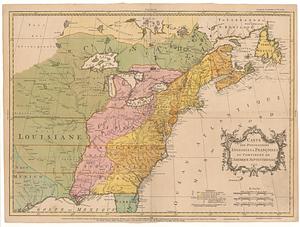 Carte des possessions angloises & françoises du continent de l'Amérique Septentrionale