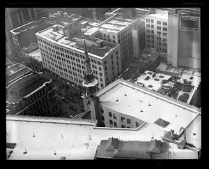 Boston from above, Old South Meeting House spire in center