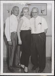 Alicja Bobrowska (center) Miss Poland of 1958 with Philip Kramer (left) and Louis Goldstein, both of Boston