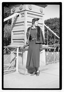 Models posing on Lagoon Bridge, Boston Public Garden