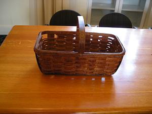 Woven basket on a wooden table