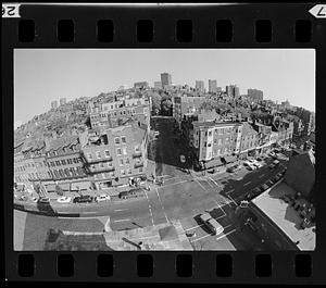 Charles Street, Beacon Hill seen from roof of Charles St. Meeting House, downtown Boston